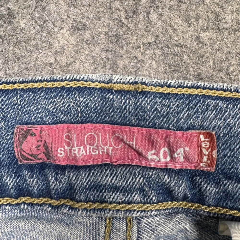 Levis 504 Slouch Straight Denim Shorts Medium Wash Cut Off Frayed Hem Size 7M JR - Picture 7 of 10